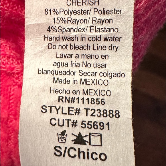 Pop of pink! Brushed, rib, high low knit top - Picture 4 of 4